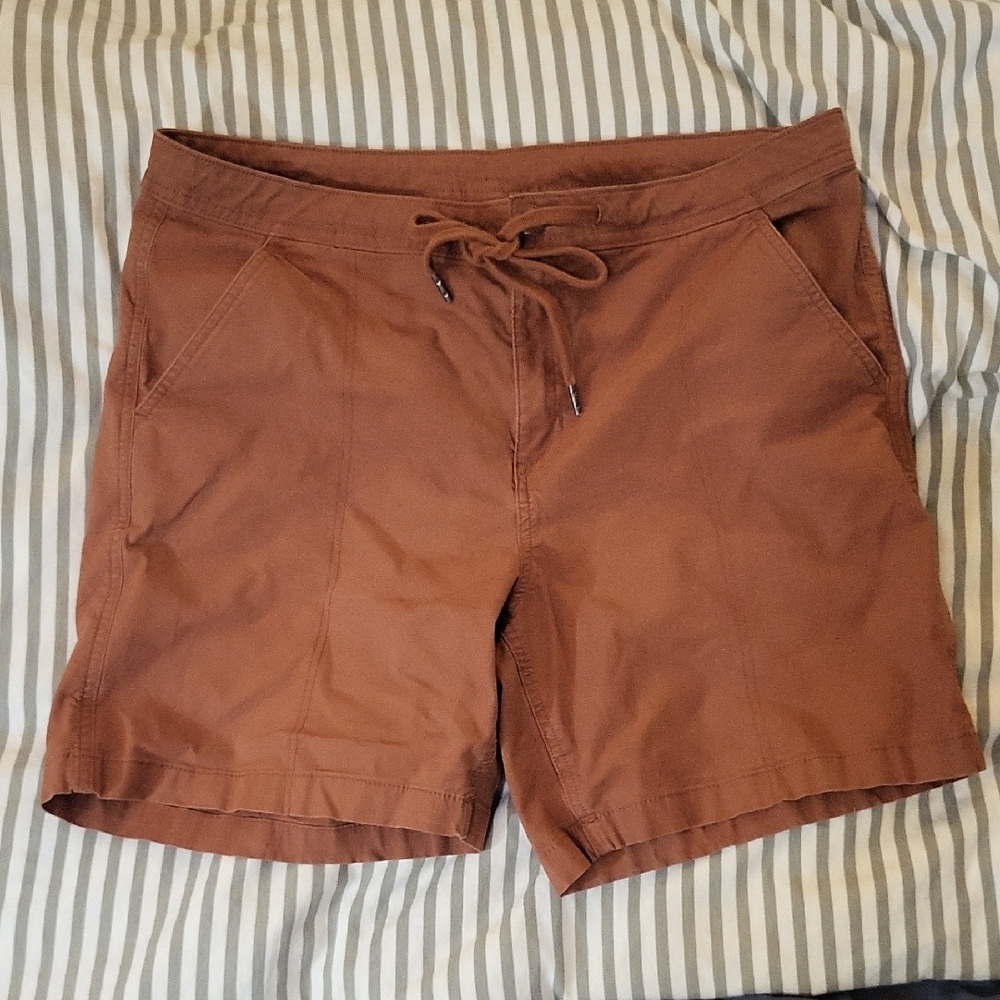 Eddie Bauer Orange and Brown Cargo Shorts with Drawstring Waist